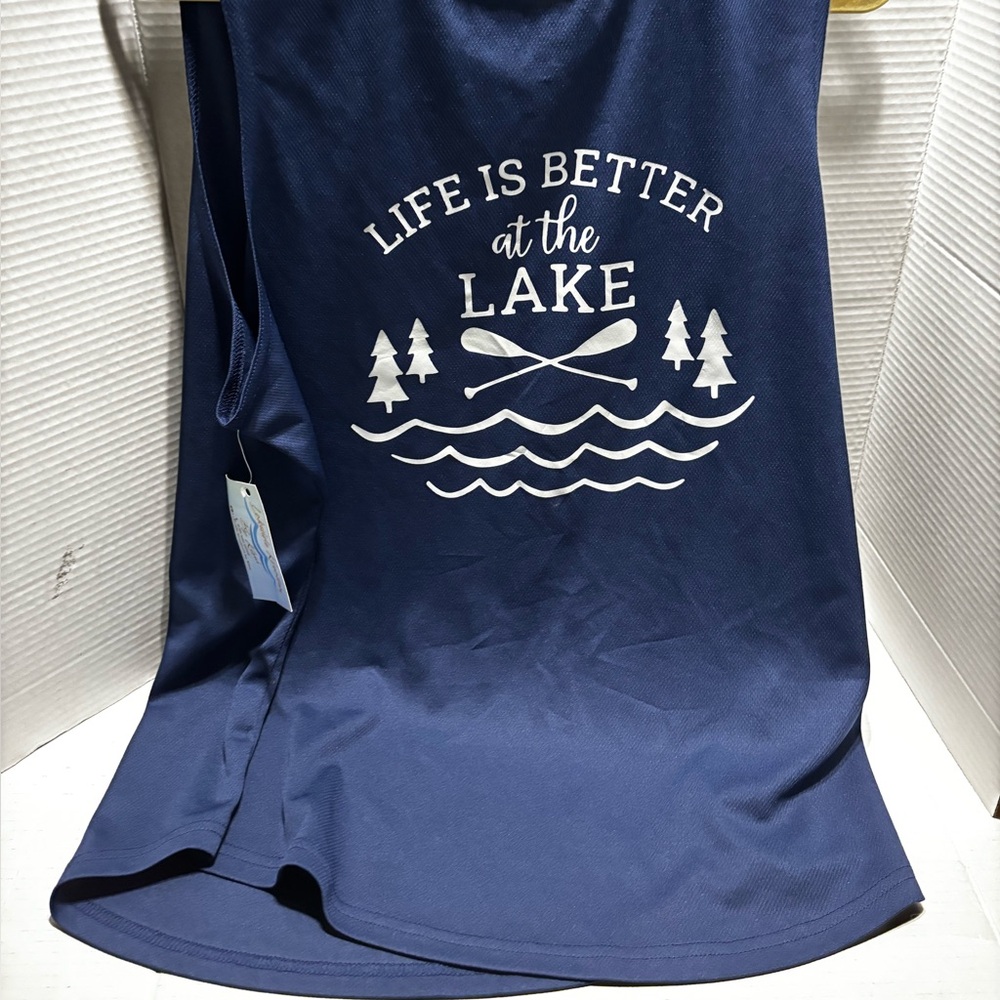 Navy Blue Men's Tank Top - Life is Better at the Lake